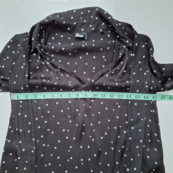 The Kooples Black and White Heart Print Tie-Neck Blouse - Picture 5 of 7